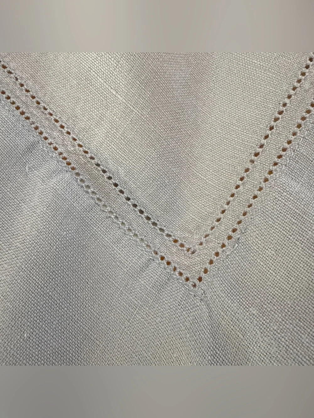 Williams Sonoma Linen Double Hemstitch Tablecloth Baby Blue ~68